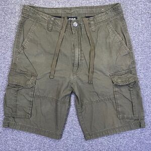 CSG Cargo Short Mens 34 Olive Outdoor Relaxed Drawstring Ripstop Utility Pockets